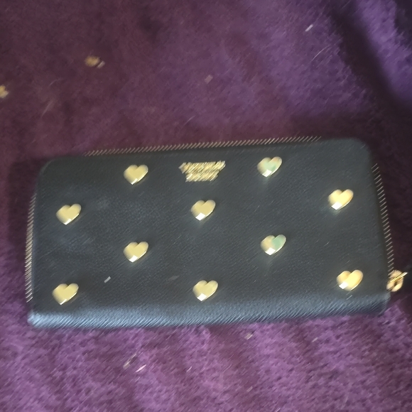 Victoria's Secret Handbags - Victoria's Secret Black Wallet with Gold Heart Details